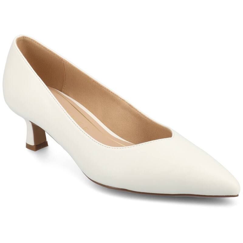 ジュルネ コレクション レディース シューズ パンプス ヒール Journee Collection Pammie Medium and Wide Width WomenslipOn Kitten Heel Pumps White ホワイト