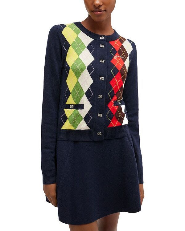 ガニー レディース アウター カーディガン ウール GANNI Wool Cashmere Argyle Cardigan Sky Captain 82,940円
