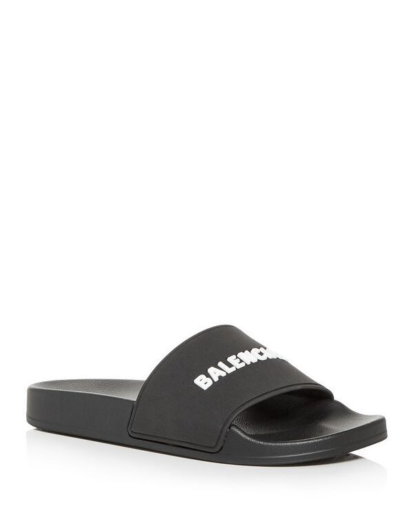 バレンシアガ レディース シューズ サンダル ロゴ Balenciaga Womens Logo Slide Sandals BlackWhite ホワイト