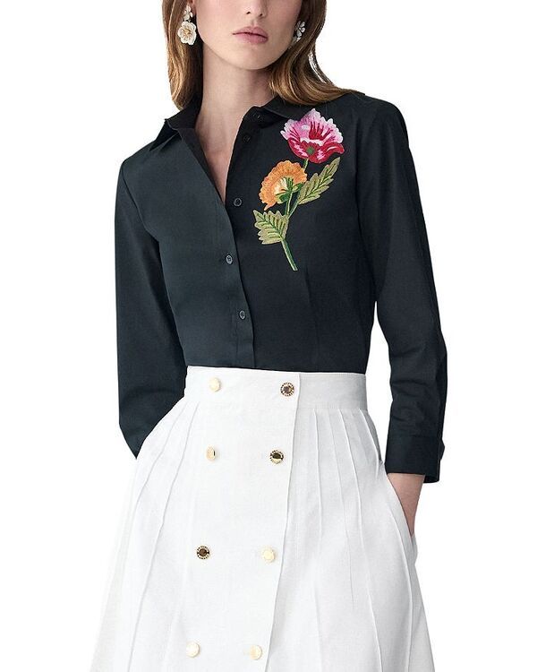 キャロライナヘレラ レディース トップス シャツ Carolina Herrera Embellished Icon Shirt Black Multi ブラック