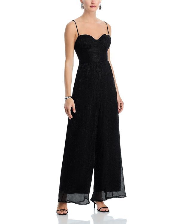 アクア レディース トップス ジャンプスーツ トール AQUA Metallicrinkle Jumpsuit Exclusive Black ブラック