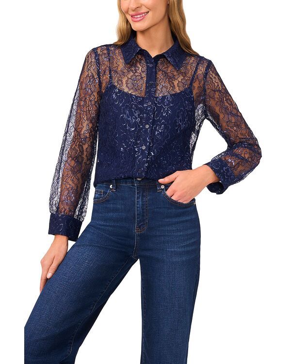 セセ レディース トップス シャツ ボタンダウン CeCe Relaxed Long Sleeve Button Down Shirt Classic Navy ネイビー