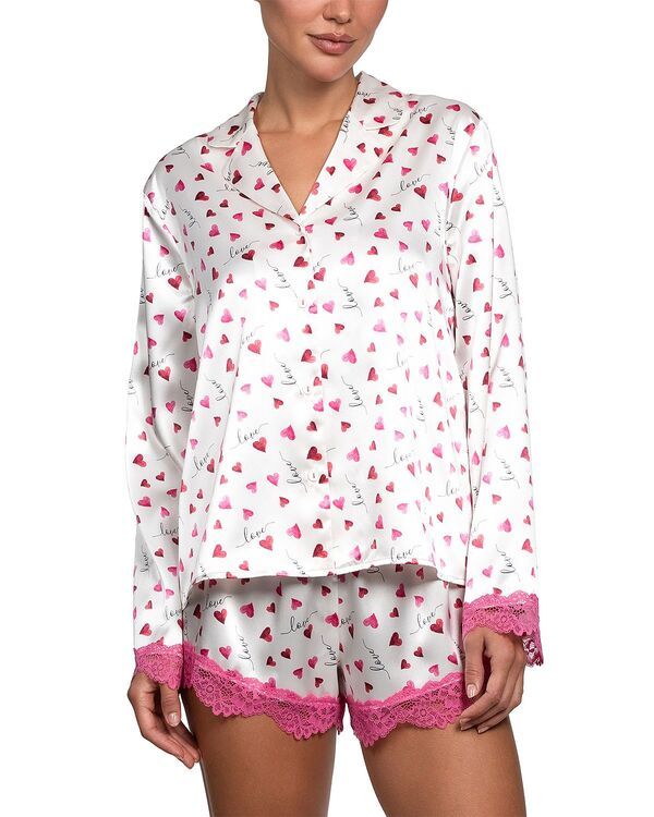 インブルーム レディース アウター パーカー・スウェット サテン In Bloom by Jonquil Stretch Satinovelty Heart Shortie Pajama Set Ivory アイボリー