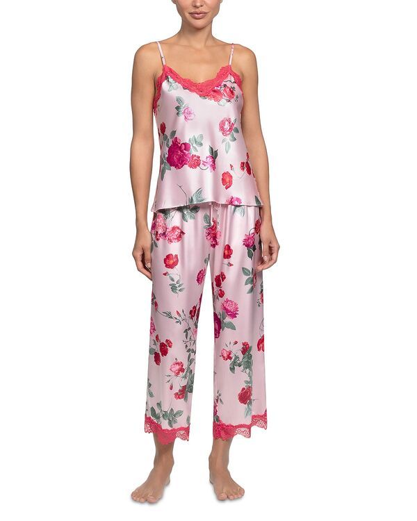 インブルーム レディース アウター パーカー・スウェット サテン In Bloom by Jonquil Stretch Satin Pretty Rose Cami Pant Pajama Set Light Pink ピンク