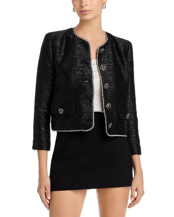 ラジャンス レディース アウター ジャケット・ブルゾン LAGENCE Zell Crystal Trim Jacket Black Sequin Tweed ブラック
