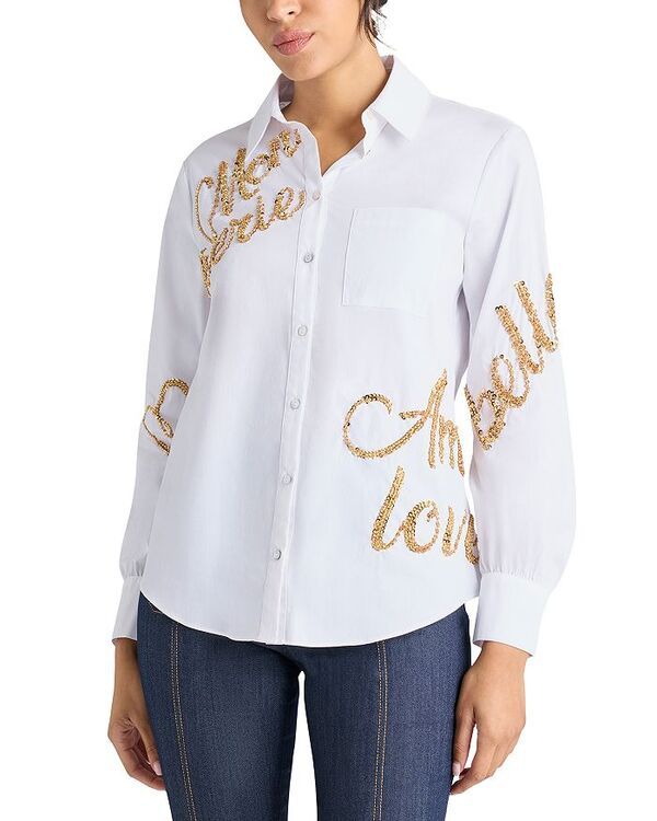 サンク セプト レディース トップス シャツ スパンコール ブラウス Cinq Sept Sequinned Blouse Whitegold ホワイト