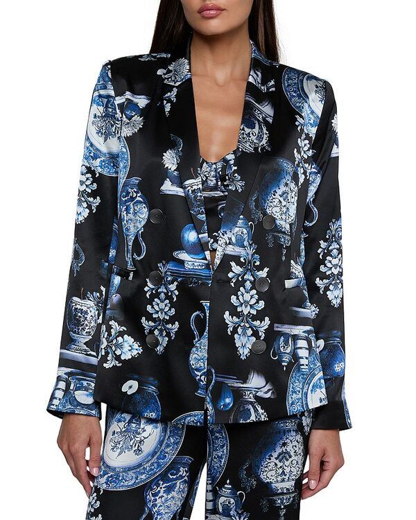 ラジャンス レディース アウター ジャケット・ブルゾン シルク ブレザー LAGENCE Colin Silk Double Breasted Blazer BlackBlue Porcelain ブラック