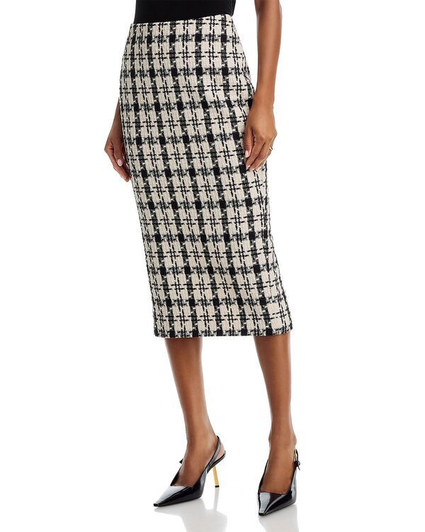 アクア レディース ボトムスカート ミディ ツイード AQUA Houndstooth Tweed Midi Skirt Exclusive BlackIvory アイボリー