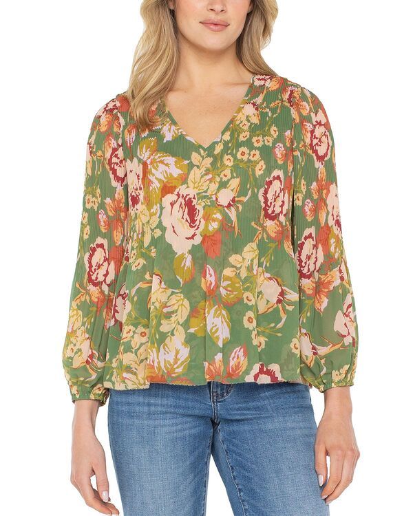 リヴァプール ロサンゼルス レディース トップス シャツ Vネック フラワー柄 プリント フラワー Liverpoolos Angeles Floral Print VNeck Top Green Multi Floral グリーン