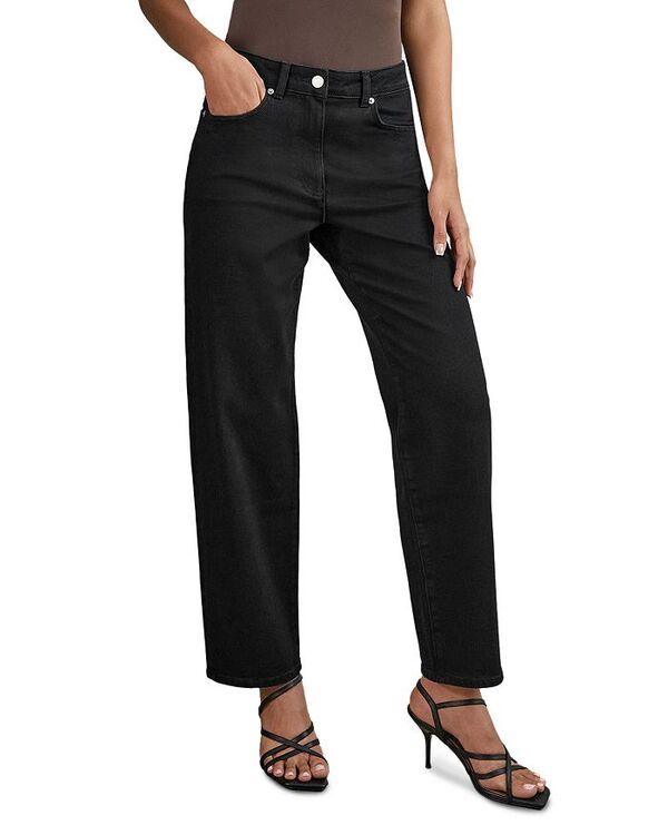 レイス レディース ボトムス デニムパンツ ストレート プチ ジーンズ REISS Petite Selin Mid Rise Straight Leg Jeans Black ブラック