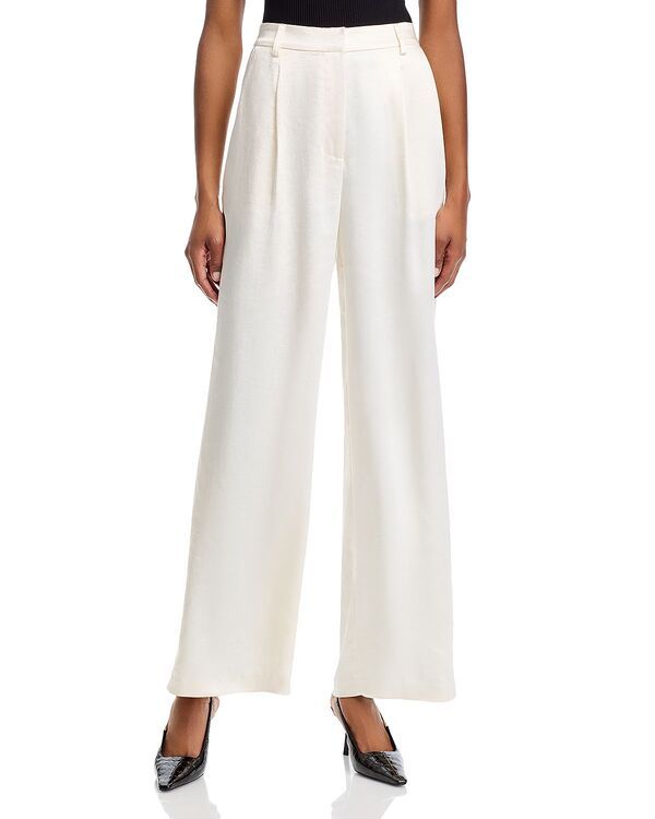 アクア レディース ボトムス カジュアルパンツ ワイドレッグ サテン AQUA Satin Wide Leg Pants Exclusive Cream クリーム