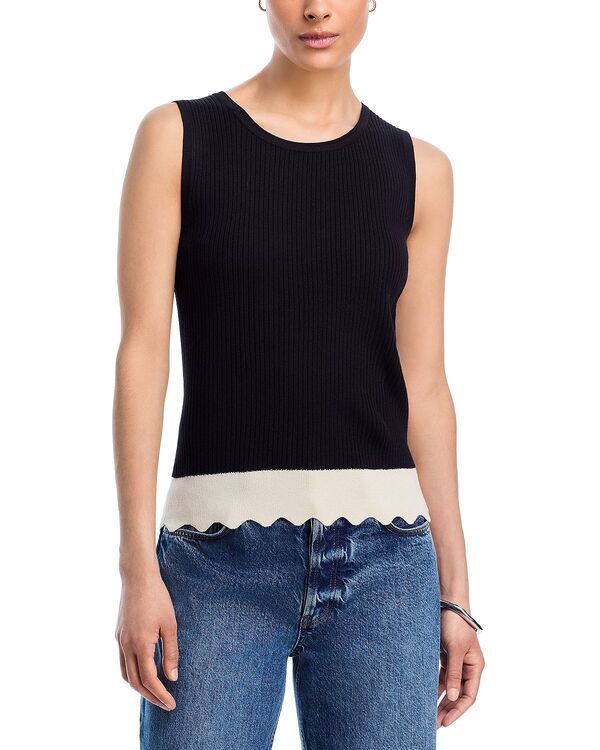 ティー・タハリ レディース アウター ニット・セーター クルーネック カラーブロック Tahari Crewneck Colorblocked Sweater Black French Beige ブラック