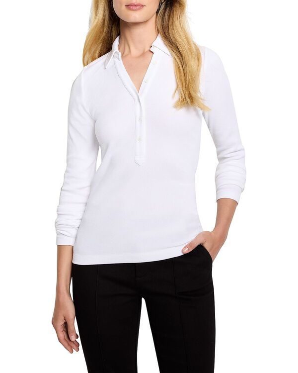ニックプラスゾーイ レディース トップス ポロシャツ リブ ニット NICZOE Perfect Knit Ribbed Polo Topaper White ホワイト