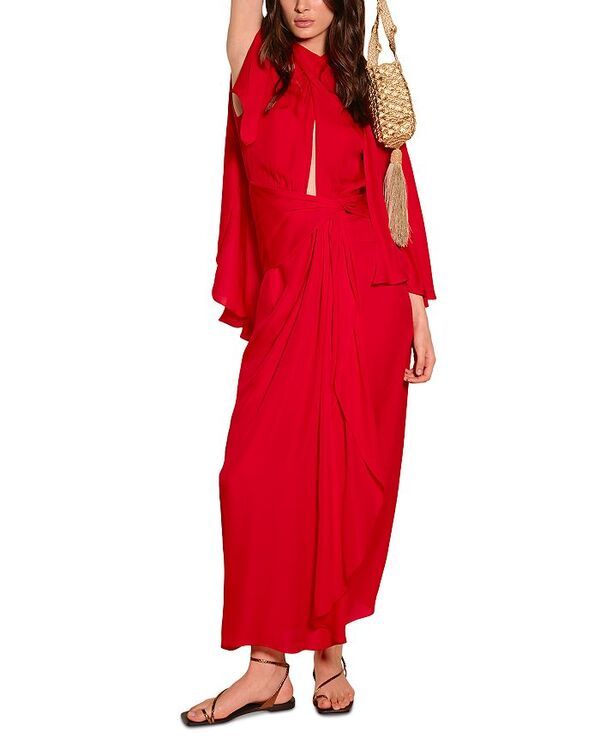 ジョアンナオッティ レディース トップス ワンピース ケープデザイン シルク アンクル キャップ ケープ Johanna Ortiz Cape Town Silk Ankle Dress Red レッド