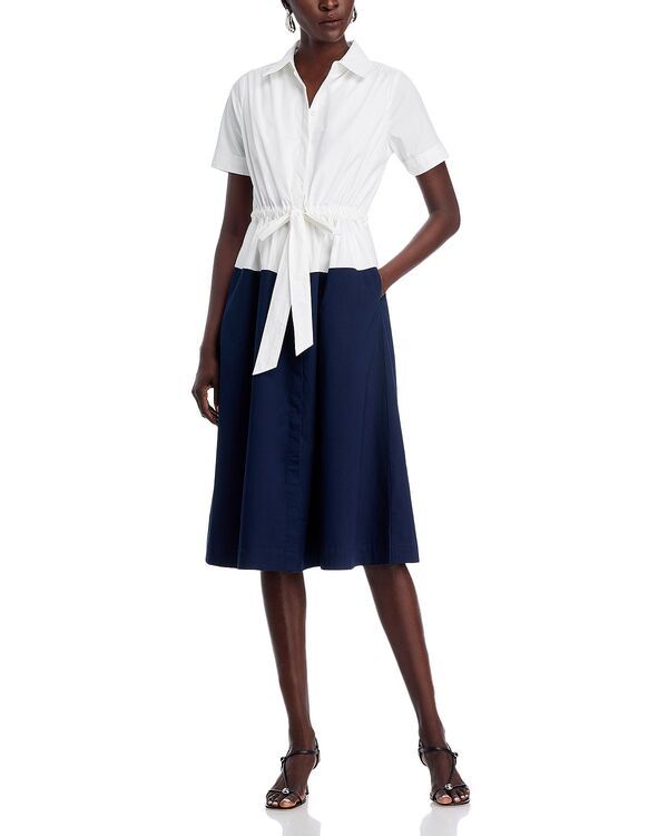 ティー・タハリ レディース トップス ワンピース ボタンダウン カラーブロック ダウン Tahari Short Sleeve Button Down Colorblock Dress White Star ホワイト