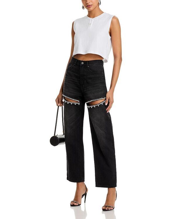 エリア レディース ボトムス デニムパンツ ジーンズ AREA Crystal Slit Jeans Black ブラック