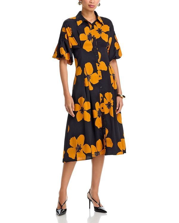 グラシア レディース トップス ワンピース ミディ ダウン Gracia ButtonDown Puff Sleeve Midi Dress Black ブラック
