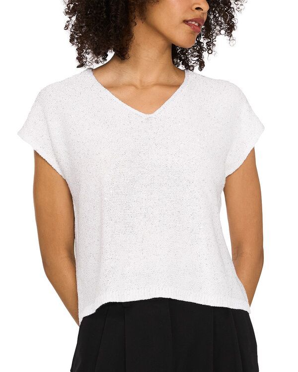ヴィンスカムート レディース トップス シャツ スパンコール VINCE CAMUTO Sequined Top Antique White Silver ホワイト