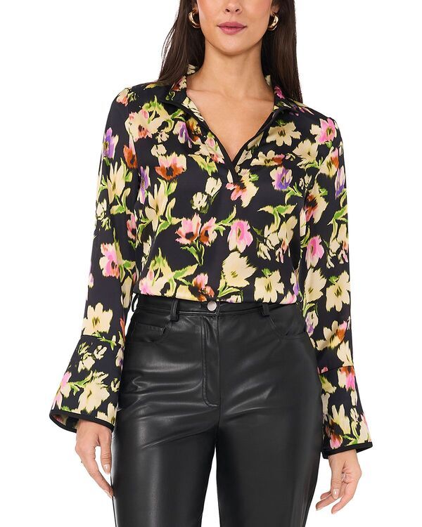 ヴィンスカムート レディース トップス シャツ フラワー柄 プリント ブラウス フラワー VINCE CAMUTO Floral Print Blouse Rich Black ブラック