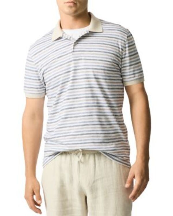 ロッドアンドグン メンズ トップス ポロシャツ スリムフィット Rodd Gunn Somes Island Slim Fit Striped Polo Shirt Natural ストライプ