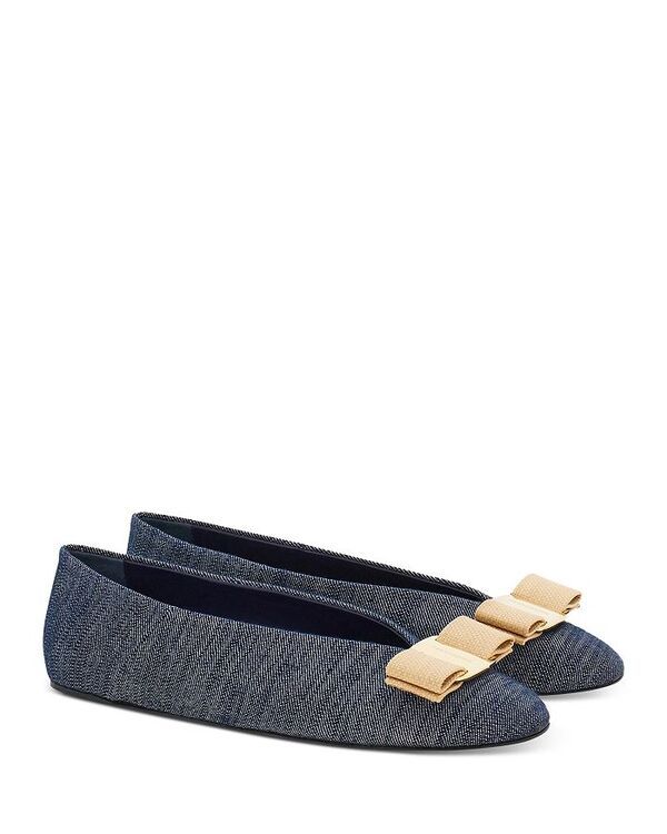 フェラガモ レディース シューズ パンプス デニム Ferragamo Womens Vanna Denim Bow Ballet Flats Denim デニム