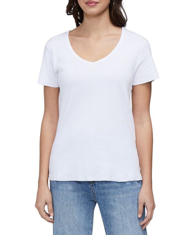 スリードッツ レディース トップス Tシャツ Vネック コットン Three Dots Cotton V Neck Tee White ホワイト