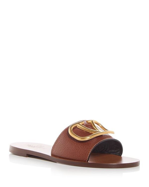 ヴァレンティノ レディース シューズ サンダル ロゴ Valentino Garavani Womens V Logo Slide Sandals Camel キャメル