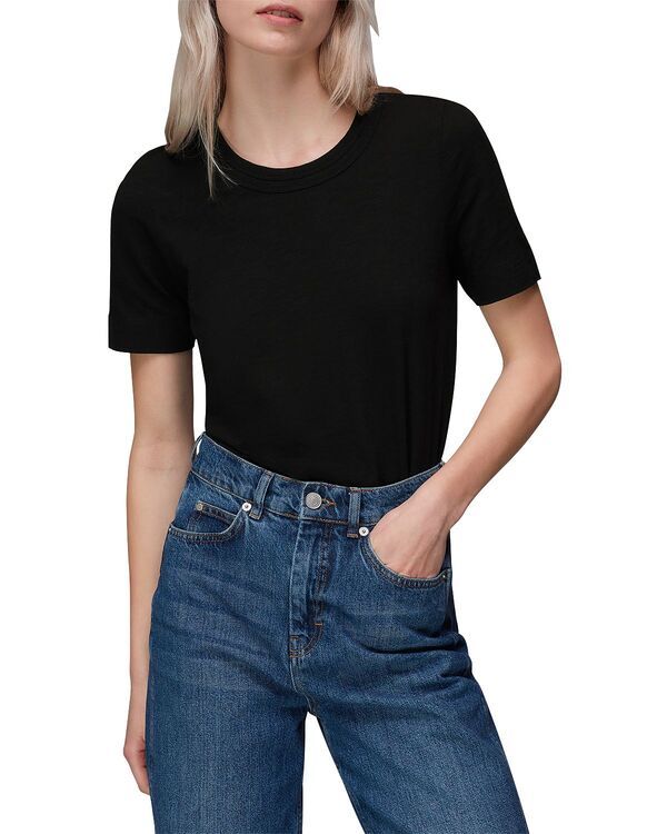 ホイッスルズ レディース トップス Tシャツ クルーネック Whistles Rosa Crewneck Tee Black ブラック