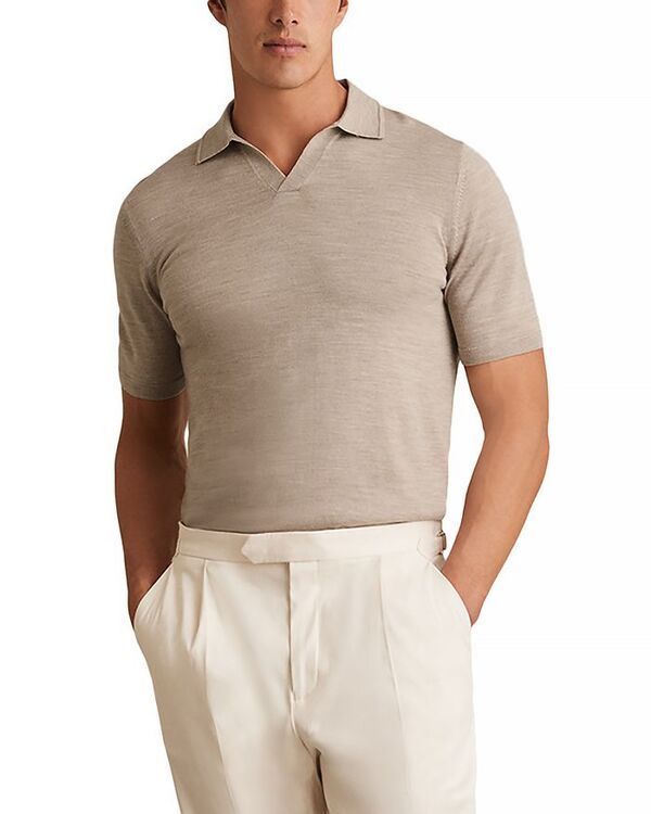 レイス メンズ トップス ポロシャツ REISS Duchie Short Sleeve Open Collar Merino Polo Shirt Wheat Melange