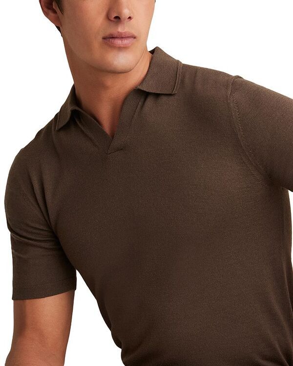 レイス メンズ トップス ポロシャツ REISS Duchie Short Sleeve Open Collar Merino Polo Shirt Chocolate チョコレート