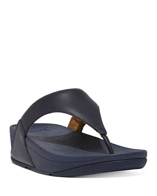フィットフロップ レディース シューズ サンダル レザー FitFlop Womens Lulu Leather Thong Wedge Sandals Deepest Blue ブルー