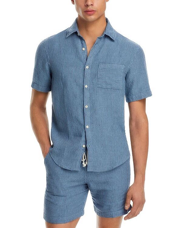 アレックスクレーン メンズ トップス シャツ レギュラーフィット リネン Alex Crane Ola Regular Fit Linen Shirt Overdye Indigo インディゴ