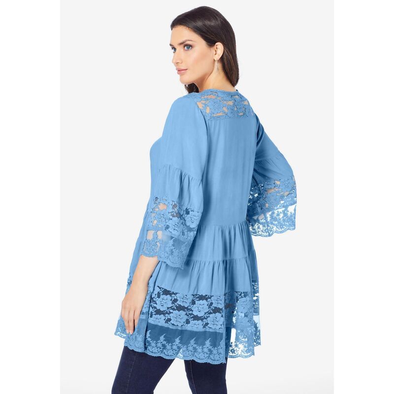 ロアマンズ レディース トップス Tシャツ プラスサイズ ブラウス レース Roamans Womens Plusize Lace Illusion Blouse Pale Lavender ラベンダー