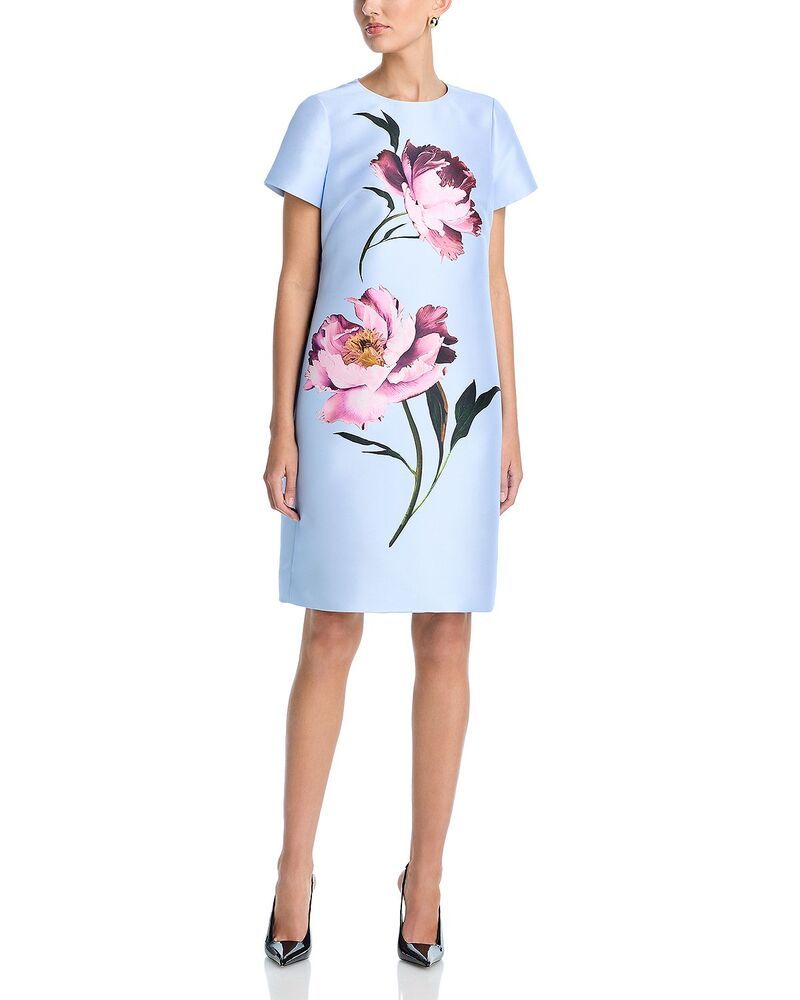 テリジョンバイリッキーフリーマン レディース トップス ワンピース フラワー柄 レース フラワー Teri Jon by Rickie Freeman Faille Placement Floral Dress LIGHT BLUE MULTI ブルー