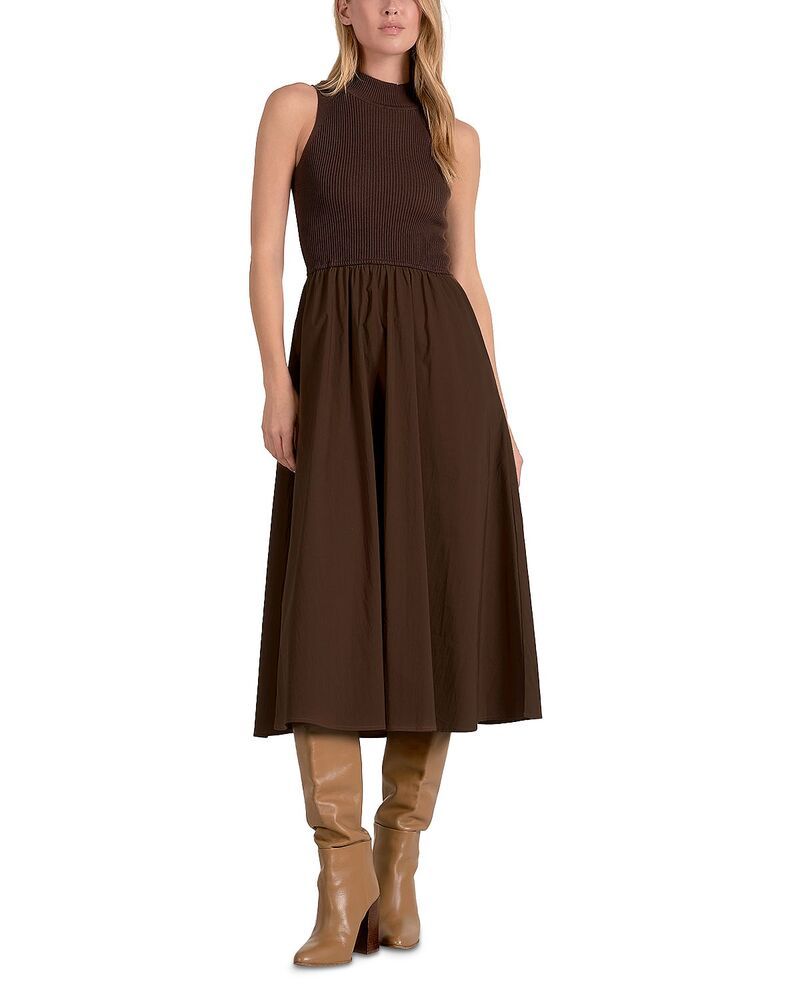 エラン レディース トップス ワンピース ミディ Elan Mixed Media Midi Dress Cocoa ココア