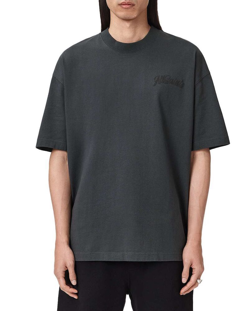 オールセインツ メンズ トップス シャツ クルーネック ロゴ ALLSAINTS Odyssey Crewneck Logo TShirt Washed Black ブラック