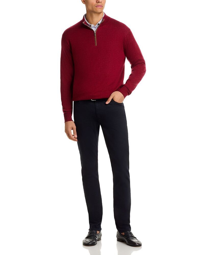 ピーター・ミラー メンズ アウター ニット・セーター ハーフジップ スエード Peter Millar Autumn Crest Suede Trim Quarter Zip Sweater Brick Red レッド