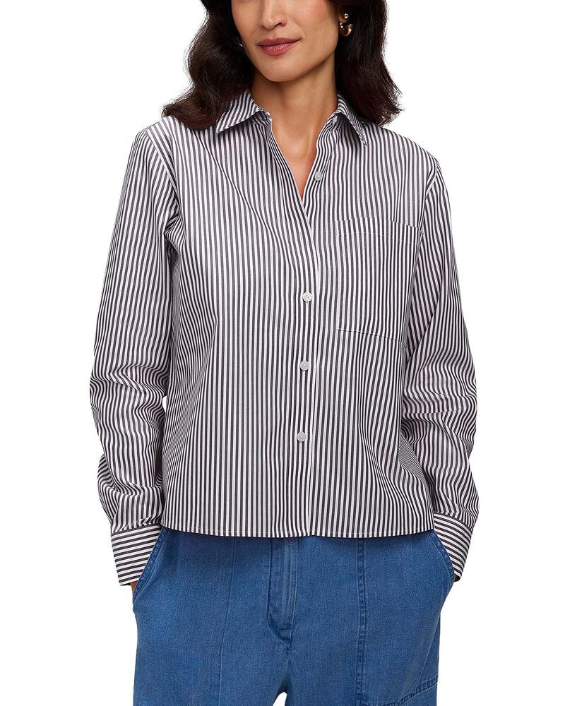 フォックスクラフト レディース トップス シャツ Foxcroft Jodie Stripe Shirt Black White ホワイト