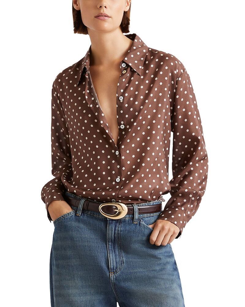 マレーラ レディース トップス シャツ シルク Marellangio Silk Habotai Shirt Brown ブラウン