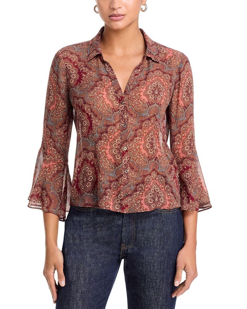 ペイジ レディース トップス シャツ シルク ブラウス PAIGE Jasmeet Silk Blouse Exclusive Sunset Multi マルチカラー