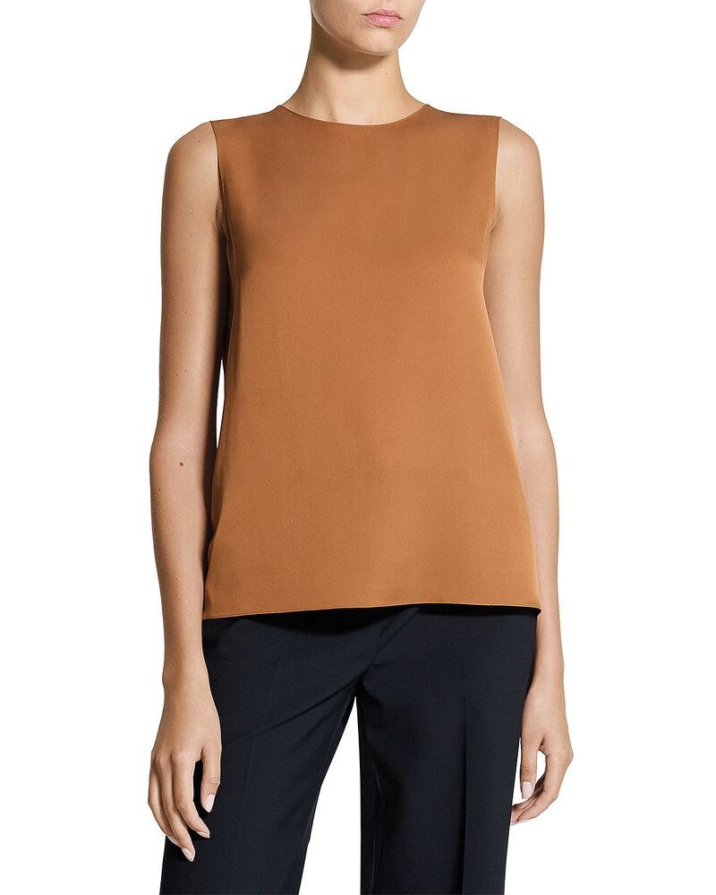 セオリー レディース トップス シャツ シルク ノースリーブ Theory Silk Sleeveless Top Burnt Cognac