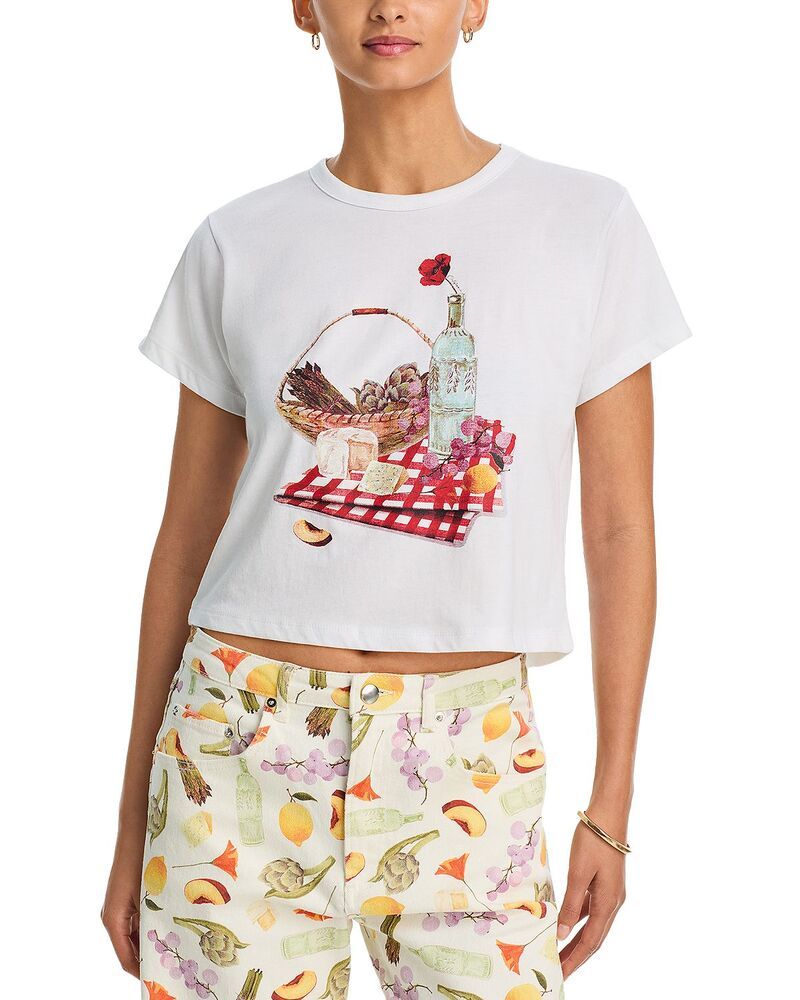 アクア レディース トップス Tシャツ グラフィック AQUA Picnic Graphic Tee Exclusive White ホワイト