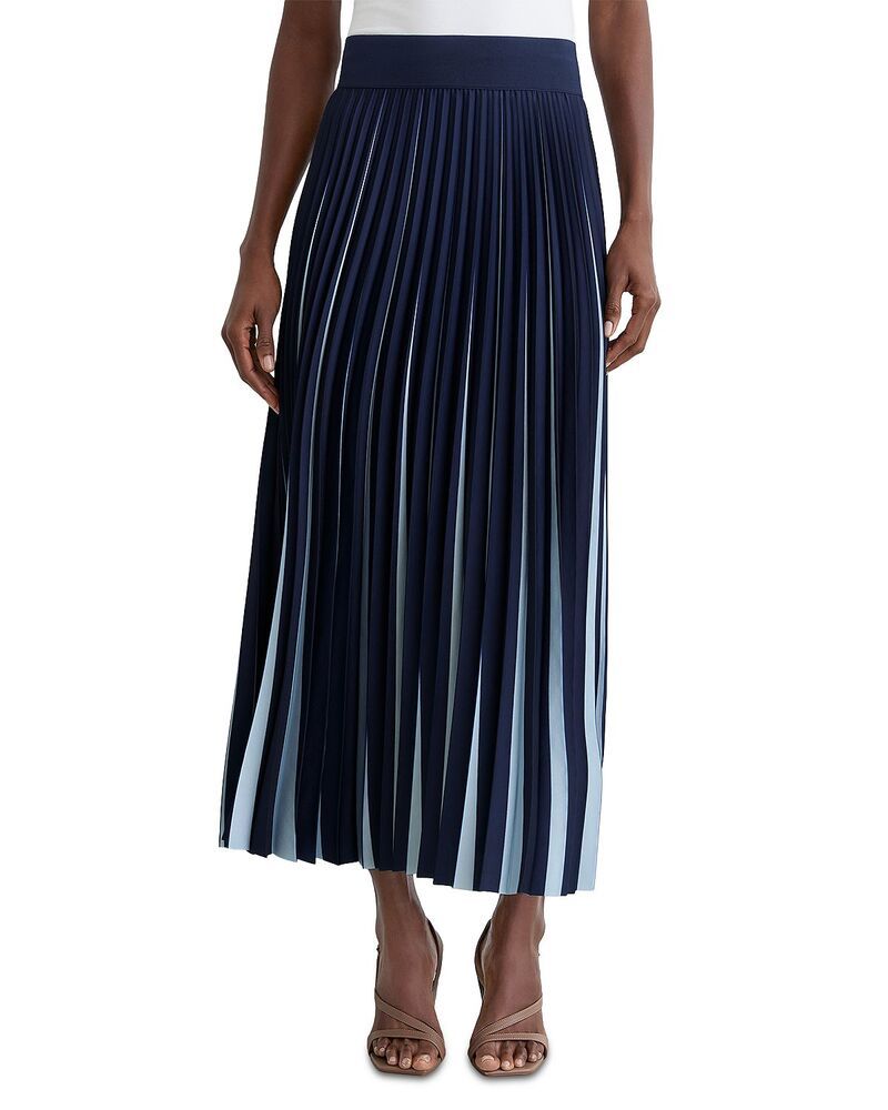 レイス レディース ボトムスカート プリーツ ミディ REISSerena Two Tone Pleated Midi Skirt NavyPale Blue ネイビー