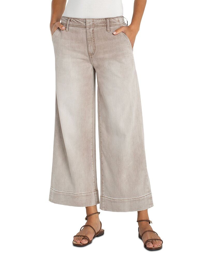 リヴァプール ロサンゼルス レディース ボトムス デニムパンツ ジーンズ Liverpoolos Angeles Weekender High Rise Crop Wide Jeans in Antique Khaki カーキ