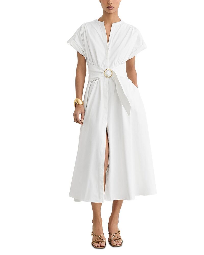 レイス レディース トップス ワンピース プチ コットン REISS Petite Cotton Beltedress Ivory アイボリー
