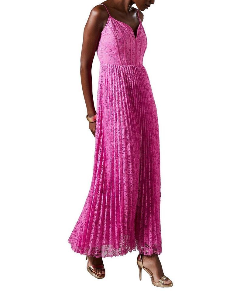 コースト レディース トップス ワンピース プリーツ レース マキシ Coast Lace Pleated Maxi Dress Pink ピンク