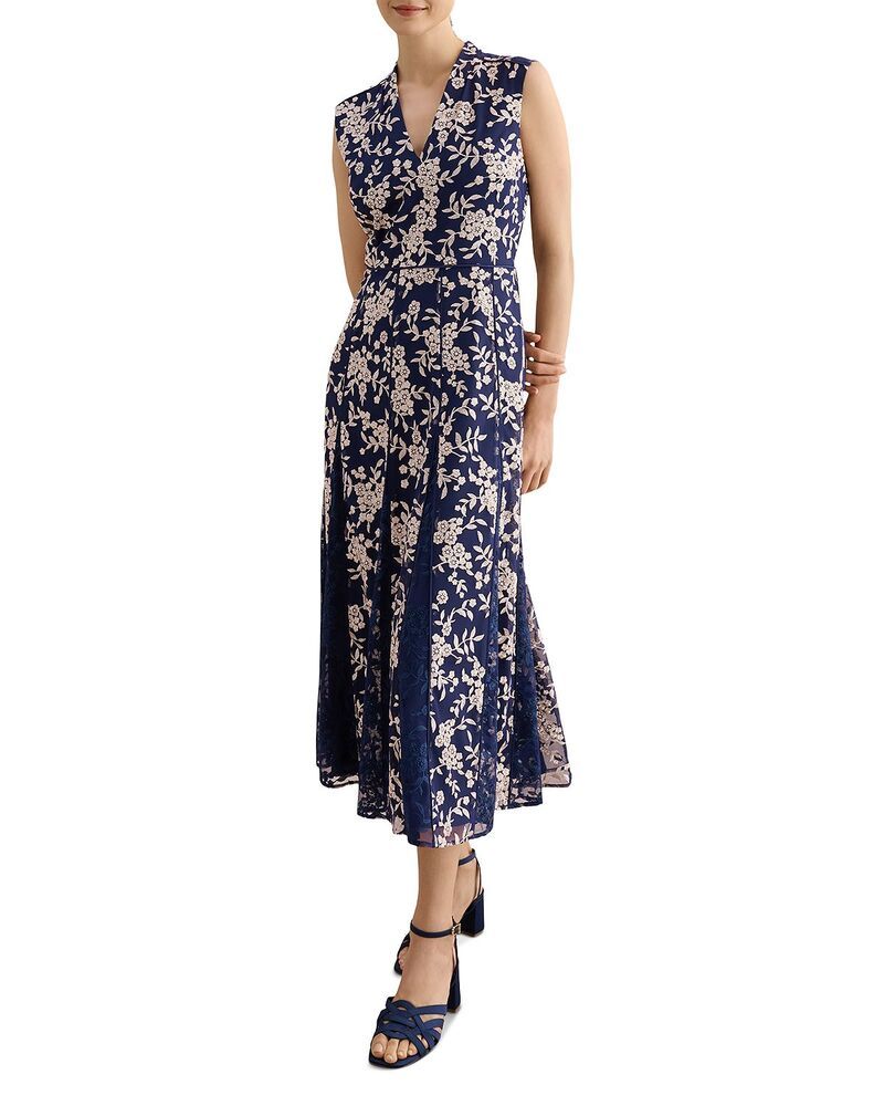 ホッブスロンドン レディース トップス ワンピース 刺繍 HOBBS LONDON Quin Embroideredress Midnight Blue ブルー