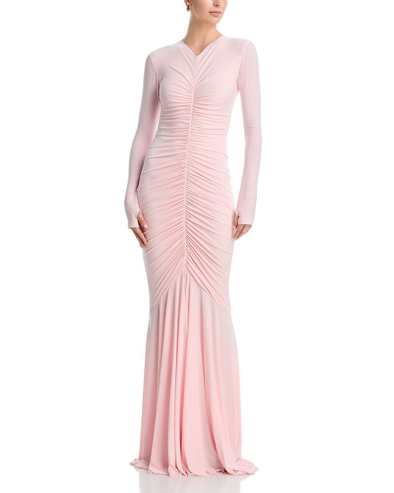 ノーマカマリ レディース トップス ワンピース Norma Kamali Shirred Front Fishtail Gown Ballet Pink ピンク