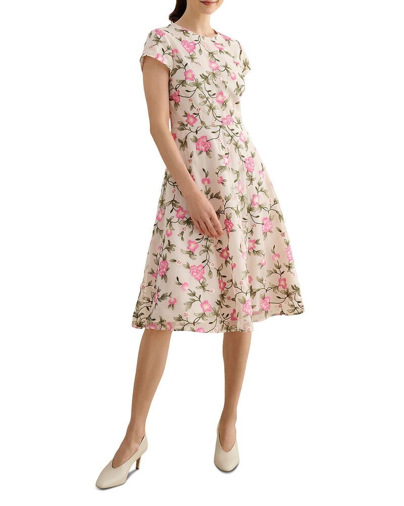 ホッブスロンドン レディース トップス ワンピース 刺繍 HOBBS LONDON Tia Embroideredress Cream Pink クリーム