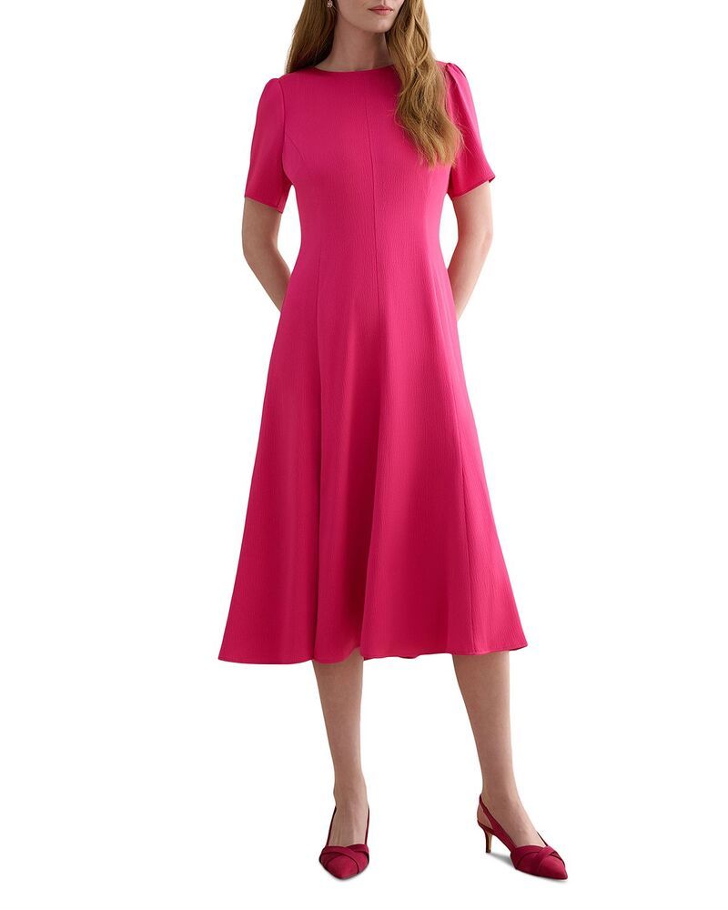 ホッブスロンドン レディース トップス ワンピース ミディ サテン HOBBS LONDON Camille Hammered Satin Midi Dress Bright Pink ピンク